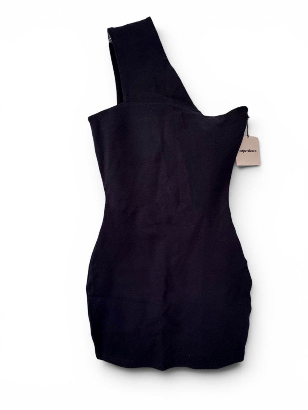 superdown Asymmetrical One-Shoulder Black Mini Dress - Picture 4 of 8